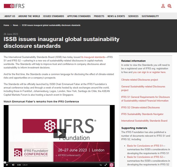 ISSB Issues Inaugural Standard For Sustainability Disclosure - SRI Services